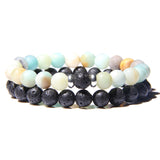 2Pcs/Set Couples Distance Bracelets male Black Lava Stone Beads bracelet female wood beads Charm Bracelets Women Men bracelet