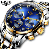 Relogio Masculino Mens Watches LIGE Top Brand Luxury Chronograph Fashion Watch Men Business Waterproof Full Steel Quartz Watch