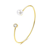 ERLUER Hot sale adjustable Bangle Imitation pearl Heart Bracelets for women Girl wedding rose gold fashion Cuff Bracelet jewelry
