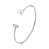 ERLUER Hot sale adjustable Bangle Imitation pearl Heart Bracelets for women Girl wedding rose gold fashion Cuff Bracelet jewelry