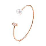 ERLUER Hot sale adjustable Bangle Imitation pearl Heart Bracelets for women Girl wedding rose gold fashion Cuff Bracelet jewelry