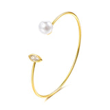 ERLUER Hot sale adjustable Bangle Imitation pearl Heart Bracelets for women Girl wedding rose gold fashion Cuff Bracelet jewelry