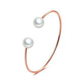ERLUER Hot sale adjustable Bangle Imitation pearl Heart Bracelets for women Girl wedding rose gold fashion Cuff Bracelet jewelry