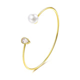 ERLUER Hot sale adjustable Bangle Imitation pearl Heart Bracelets for women Girl wedding rose gold fashion Cuff Bracelet jewelry