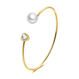 ERLUER Hot sale adjustable Bangle Imitation pearl Heart Bracelets for women Girl wedding rose gold fashion Cuff Bracelet jewelry