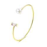 ERLUER Hot sale adjustable Bangle Imitation pearl Heart Bracelets for women Girl wedding rose gold fashion Cuff Bracelet jewelry
