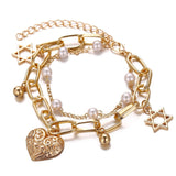 Yobest 6 Pcs/Set Bohemian Tassel Beads Charm Bracelets Set For Women Girls Fashion Pineapple Heart Geometric Bracelet Jewelry