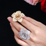 ERLUER Brand jewelry Rings For women Fashion silver rose gold Fill Crystal zircon Flower luxury wedding party Finger Ring girl