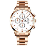 Men Luxury Business Quartz Military Watch Golden Stainless Steel Band Mens Watches Date Calendar Male Clock Relogio Dropshipping