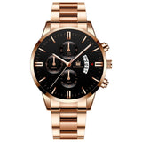 Men Luxury Business Quartz Military Watch Golden Stainless Steel Band Mens Watches Date Calendar Male Clock Relogio Dropshipping