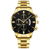 Men Luxury Business Quartz Military Watch Golden Stainless Steel Band Mens Watches Date Calendar Male Clock Relogio Dropshipping