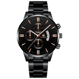Men Luxury Business Quartz Military Watch Golden Stainless Steel Band Mens Watches Date Calendar Male Clock Relogio Dropshipping