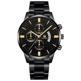Men Luxury Business Quartz Military Watch Golden Stainless Steel Band Mens Watches Date Calendar Male Clock Relogio Dropshipping