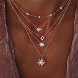 Gold color Choker Necklace for women layered shell star moon Pendant Chain Necklaces & Pendants Bohemian chokers Fashion Jewelry