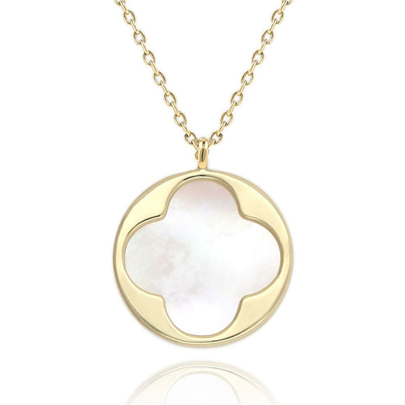Trendy Four-leaf clover Pendant Necklace for Women Girls Simple Handmade Shell of Pearl Charm Coin Necklace Best Gift for girls
