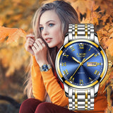 LIGE Couple Watch Gold Blue Watch Women Quartz Watches Ladies Top Brand Luxury Female WristWatch Girl Clock Relogio Feminino