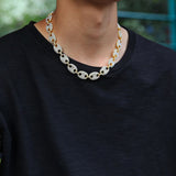Alloy Rhinestone Hip hop Necklace Iced Out  Coffee Bean Pig Nose Charm Link Punk Choker Chain Bling Jewelry Necklaces for Mens