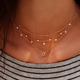 Gold color Choker Necklace for women layered shell star moon Pendant Chain Necklaces & Pendants Bohemian chokers Fashion Jewelry