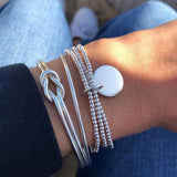 Bohemian Silver Beads Chain Bracelets Bangles For Women Fashion Heart Compass Gold Color Chain Bracelets Sets Jewelry Gift