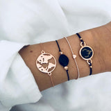 Bohemian Silver Beads Chain Bracelets Bangles For Women Fashion Heart Compass Gold Color Chain Bracelets Sets Jewelry Gift