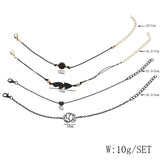 Bohemian Silver Beads Chain Bracelets Bangles For Women Fashion Heart Compass Gold Color Chain Bracelets Sets Jewelry Gift
