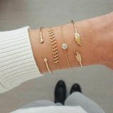 Bohemian Silver Beads Chain Bracelets Bangles For Women Fashion Heart Compass Gold Color Chain Bracelets Sets Jewelry Gift