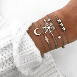 Bohemian Silver Beads Chain Bracelets Bangles For Women Fashion Heart Compass Gold Color Chain Bracelets Sets Jewelry Gift