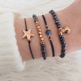 Bohemian Silver Beads Chain Bracelets Bangles For Women Fashion Heart Compass Gold Color Chain Bracelets Sets Jewelry Gift