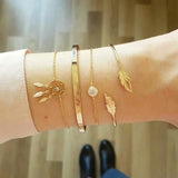 Bohemian Silver Beads Chain Bracelets Bangles For Women Fashion Heart Compass Gold Color Chain Bracelets Sets Jewelry Gift