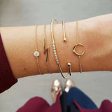 Bohemian Silver Beads Chain Bracelets Bangles For Women Fashion Heart Compass Gold Color Chain Bracelets Sets Jewelry Gift