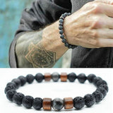 Trend men's bracelet volcanic stone wooden beads retro bracelet national personality street art bracelets jewelry gift