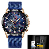 LIGE Watch Men Top Brand Luxury Mens Watches Sporty Stainless Steel Waterproof Chronograph Quartz Wristwatch Relogio Masculino