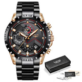 LIGE Watch Men Top Brand Luxury Mens Watches Sporty Stainless Steel Waterproof Chronograph Quartz Wristwatch Relogio Masculino