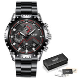 LIGE Watch Men Top Brand Luxury Mens Watches Sporty Stainless Steel Waterproof Chronograph Quartz Wristwatch Relogio Masculino