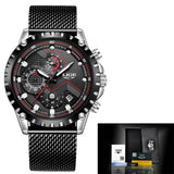 LIGE Watch Men Top Brand Luxury Mens Watches Sporty Stainless Steel Waterproof Chronograph Quartz Wristwatch Relogio Masculino