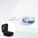 Qevila Fashion Jewelry Van Gogh Rings Plated S925 Sterling Silver Van Gogh Starry Sky Open Women Ring For Women Men Romantic Gift Wedding Bohemian Boho Valentine's Day Gift For Lover Men Rings