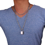 chic Double layer hiphop Lock necklace punk padlock pendant necklace women fashion gothic flame chokers jewelry