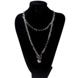 chic Double layer hiphop Lock necklace punk padlock pendant necklace women fashion gothic flame chokers jewelry