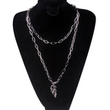 chic Double layer hiphop Lock necklace punk padlock pendant necklace women fashion gothic flame chokers jewelry