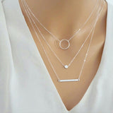 2019 Fashionable Simple Multilayer Necklace European Silver Chain Lady's Charming Gift Jewelr