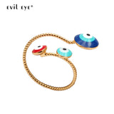 EVIL EYE Open Ring Adjustable Gold Color Blue Red Turkish Eye Wedding Band Finger Ring Fashion Jewelry for Women Female EY6459