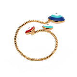 EVIL EYE Open Ring Adjustable Gold Color Blue Red Turkish Eye Wedding Band Finger Ring Fashion Jewelry for Women Female EY6459