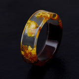 Hot Unique Clear Resin Ring Handmade Dried Flower Epoxy Rings Men Colorful Pattern Transparent Round Rings Jewelry for Women