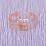 Hot Unique Clear Resin Ring Handmade Dried Flower Epoxy Rings Men Colorful Pattern Transparent Round Rings Jewelry for Women