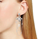 Fashion Long Crystal Earrings Female Temperament Personality Earrings Jewelry Ladies Multi-Layer Rhinestones Snowflake Earrings 2019 New Wave
