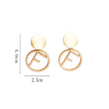 Personality joker metal texture simple geometric shape earrings temperament beautiful letter pearl ear clip women