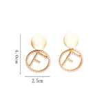 Personality joker metal texture simple geometric shape earrings temperament beautiful letter pearl ear clip women