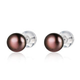 1Pair Sterling silver half round freshwater pearl stud 3-10mm All kinds of models  ear stud  SLE077-HZ