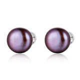 1Pair Sterling silver half round freshwater pearl stud 3-10mm All kinds of models  ear stud  SLE077-HZ