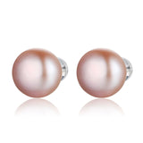 1Pair Sterling silver half round freshwater pearl stud 3-10mm All kinds of models  ear stud  SLE077-HZ